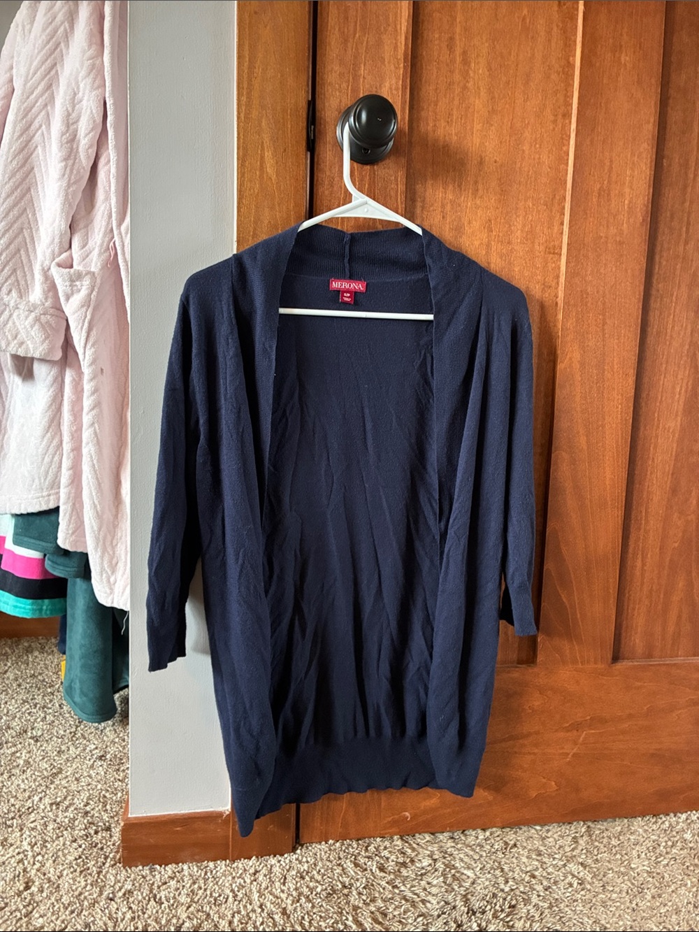 Merona Navy Open-Front Lightweight Cardigan - Picture 1 of 3